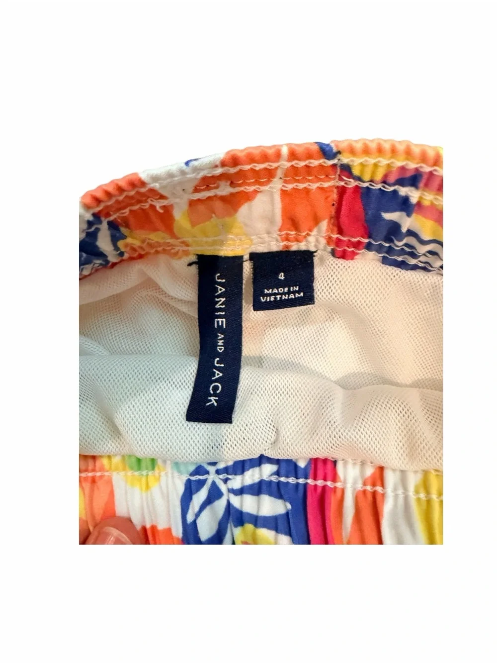 Janie and Jack Boy’s Tropical Floral Swim Shorts - Yellow, Orange & Blue